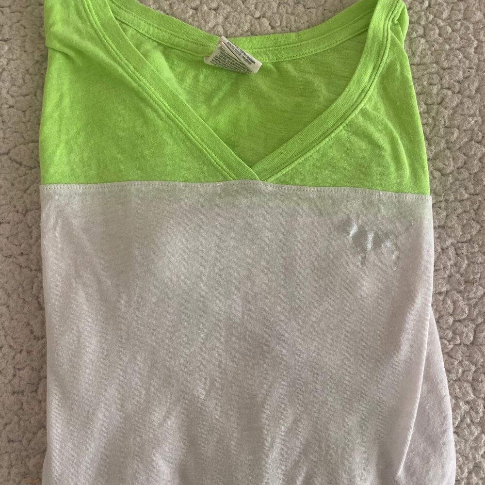 Pink White and Neon Green Long a Sleeve T-shirt